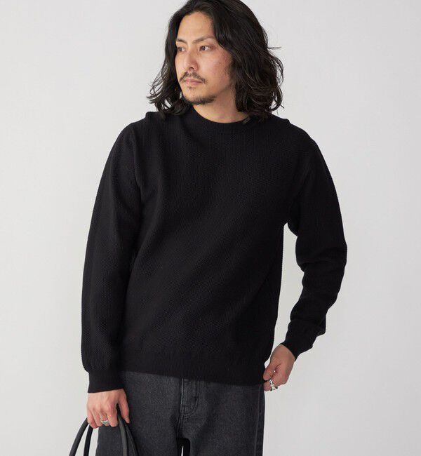 SHIPS「SHIPS: 〈洗濯機可能〉SOLOTEX(R) 7ゲージ コットン ピケ クルーネック ニット」|ニット・セーター|