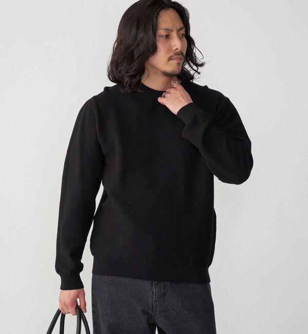 SHIPS「SHIPS: 〈洗濯機可能〉SOLOTEX(R) 7ゲージ コットン ピケ クルーネック ニット」|ニット・セーター|