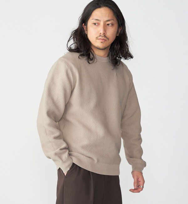 SHIPS「SHIPS: 〈洗濯機可能〉SOLOTEX(R) 7ゲージ コットン ピケ クルーネック ニット」|ニット・セーター|