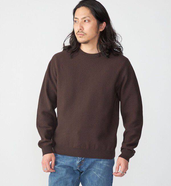 SHIPS「SHIPS: 〈洗濯機可能〉SOLOTEX(R) 7ゲージ コットン ピケ クルーネック ニット」|ニット・セーター|