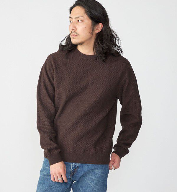 SHIPS「SHIPS: 〈洗濯機可能〉SOLOTEX(R) 7ゲージ コットン ピケ クルーネック ニット」|ニット・セーター|