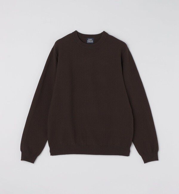 SHIPS「SHIPS: 〈洗濯機可能〉SOLOTEX(R) 7ゲージ コットン ピケ クルーネック ニット」|ニット・セーター|