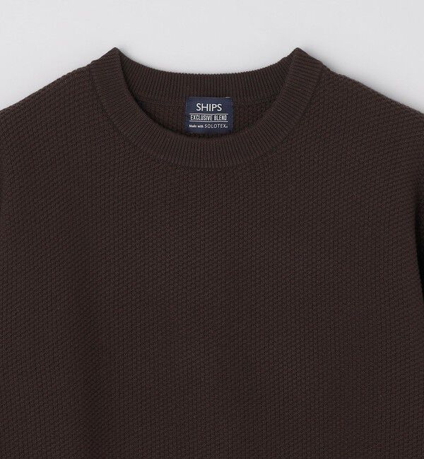 SHIPS「SHIPS: 〈洗濯機可能〉SOLOTEX(R) 7ゲージ コットン ピケ クルーネック ニット」|ニット・セーター|