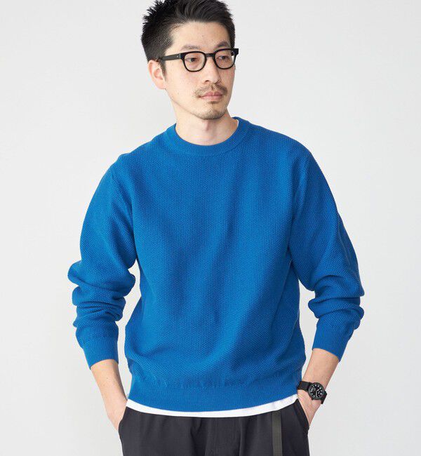 SHIPS「SHIPS: 〈洗濯機可能〉SOLOTEX(R) 7ゲージ コットン ピケ クルーネック ニット」|ニット・セーター|