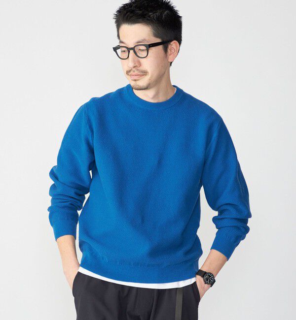 SHIPS「SHIPS: 〈洗濯機可能〉SOLOTEX(R) 7ゲージ コットン ピケ クルーネック ニット」|ニット・セーター|