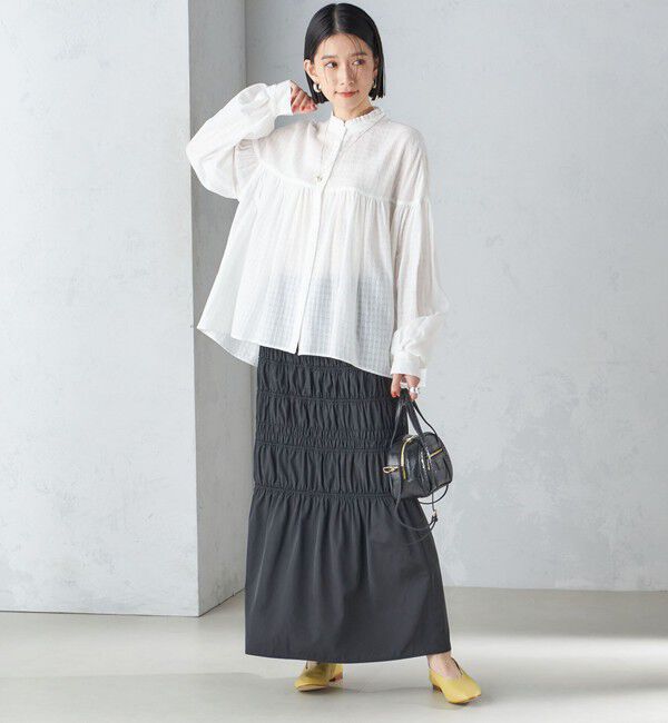 SHIPS for women「〈手洗い可能〉シャーリングギャザースカート 24SS ◇」|スカート|