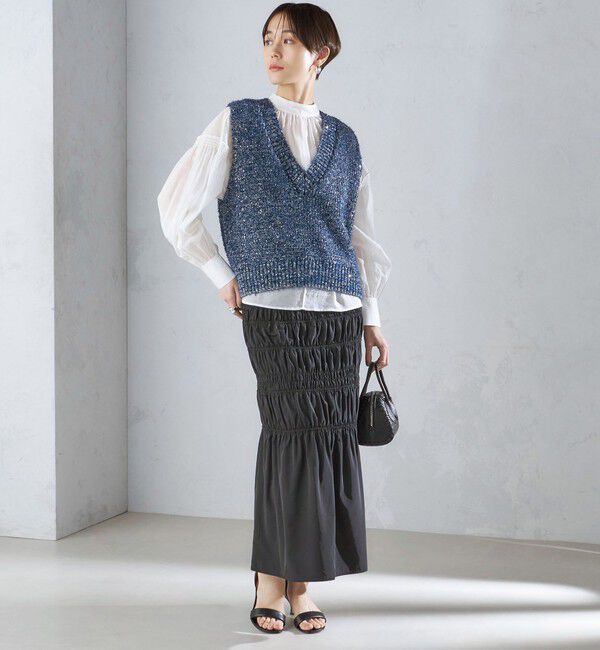 SHIPS for women「〈手洗い可能〉シャーリングギャザースカート 24SS ◇」|スカート|