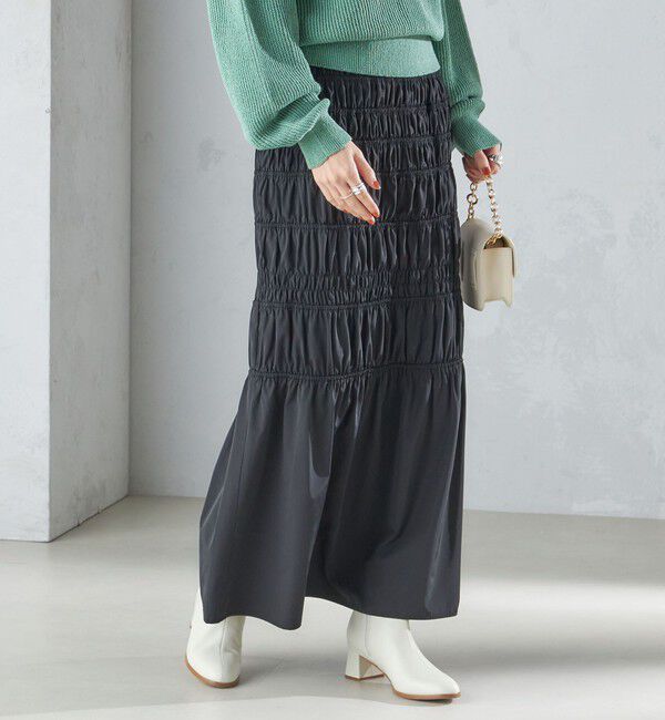 SHIPS for women「〈手洗い可能〉シャーリングギャザースカート 24SS ◇」|スカート|