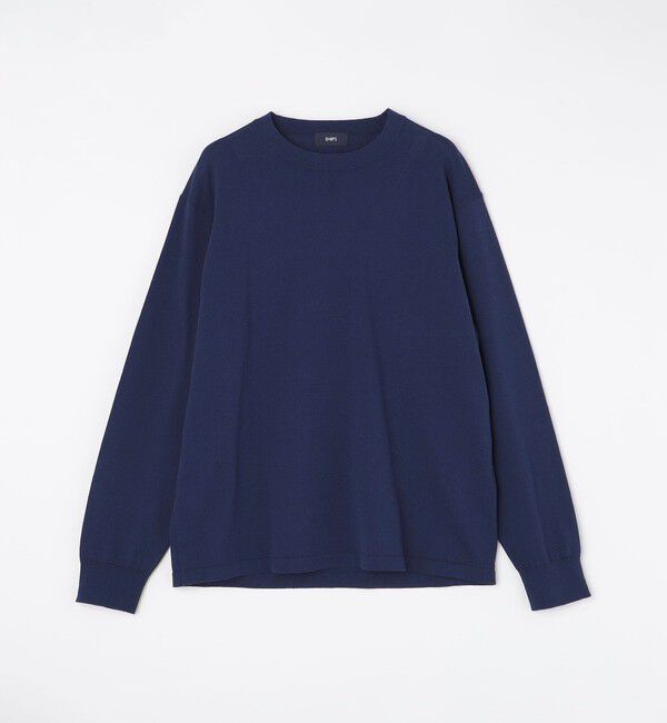 SHIPS「SHIPS: 〈手洗い可能〉14ゲージ TEXBRID(R) リネン クルーネック ニット」|ニット・セーター|ブルー