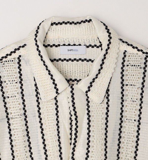 SHIPS any「SHIPS any: マルチパターン オープンカラー メッシュ シアー シャツ◇」|シャツ・ブラウス|