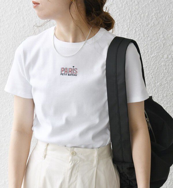 SHIPS any「【SHIPS any別注】PETIT BATEAU:〈洗濯機可能〉PARIS プリント コンパクト TEE」|Tシャツ・カットソー|ホワイト