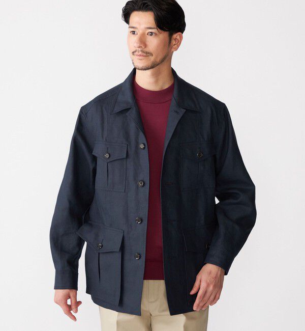 SHIPS「SHIPS: LES LESTON リネン サファリ ジャケット」|その他|ネイビー