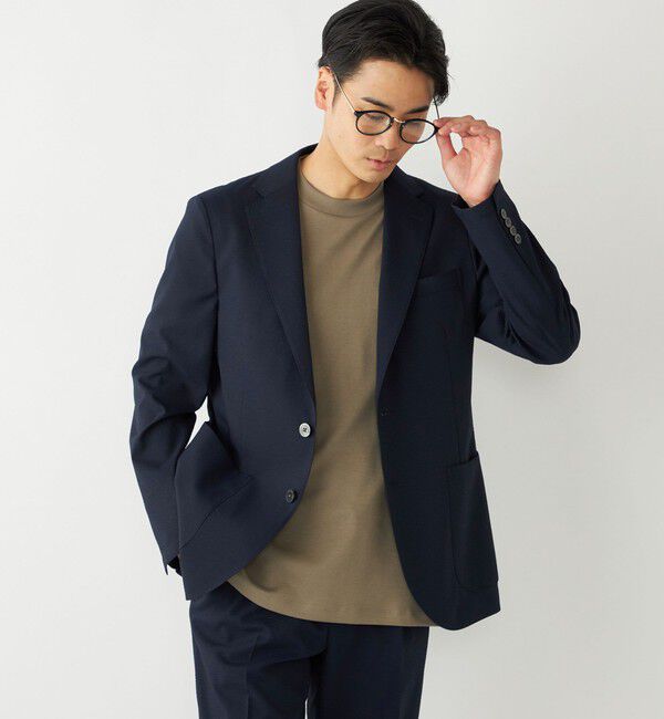 SHIPS Colors 「SHIPS Colors:CLEAR EFFECT(R) サッカージャケット(セットアップ対応可能)」|テーラードジャケット|ダークブルー