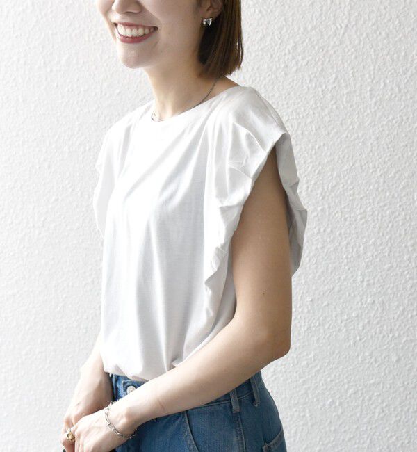 SHIPS any「SHIPS any:〈洗濯機可能〉タックスリーブ デザイン TEE」|Tシャツ・カットソー|