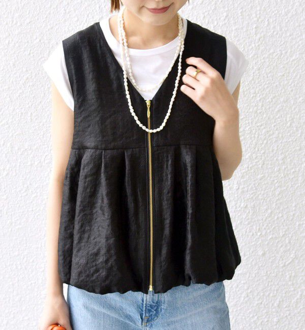 SHIPS for women「〈手洗い可能〉サテン タック バルーン ジレ」|ベスト・ジレ|