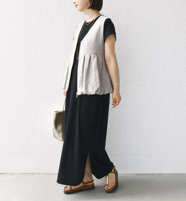 SHIPS for women「〈手洗い可能〉サテン タック バルーン ジレ」|ベスト・ジレ|