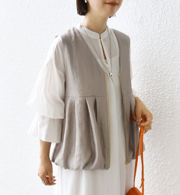 SHIPS for women「〈手洗い可能〉サテン タック バルーン ジレ」|ベスト・ジレ|