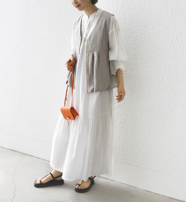 SHIPS for women「〈手洗い可能〉サテン タック バルーン ジレ」|ベスト・ジレ|