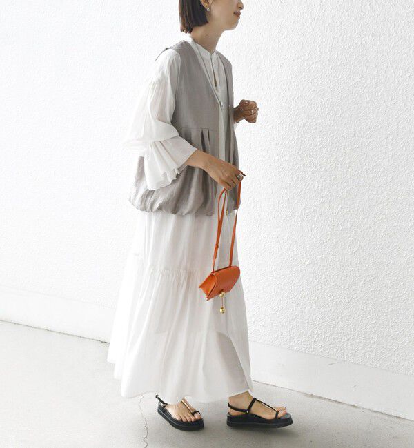 SHIPS for women「〈手洗い可能〉サテン タック バルーン ジレ」|ベスト・ジレ|