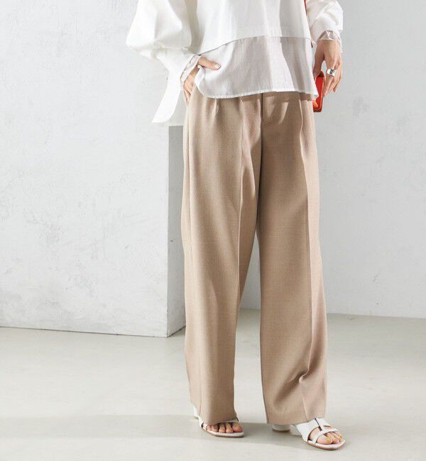 SHIPS for women「〈手洗い可能〉シャーク ツイード タック パンツ」|その他|ベージュ