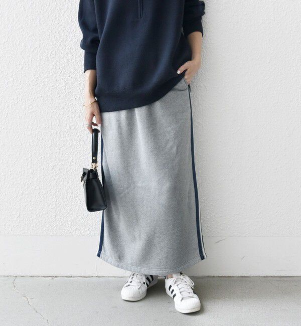 SHIPS any「SHIPS any:〈洗濯機可能〉USAコットン 裏起毛 サイドライン スカート」|スカート|ライトグレー