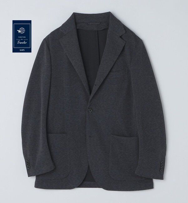 SHIPS「SHIPS: 〈洗濯機可能〉ウォッシャブル ジャージー シャツ ジャケット」|テーラードジャケット|チャコールグレー