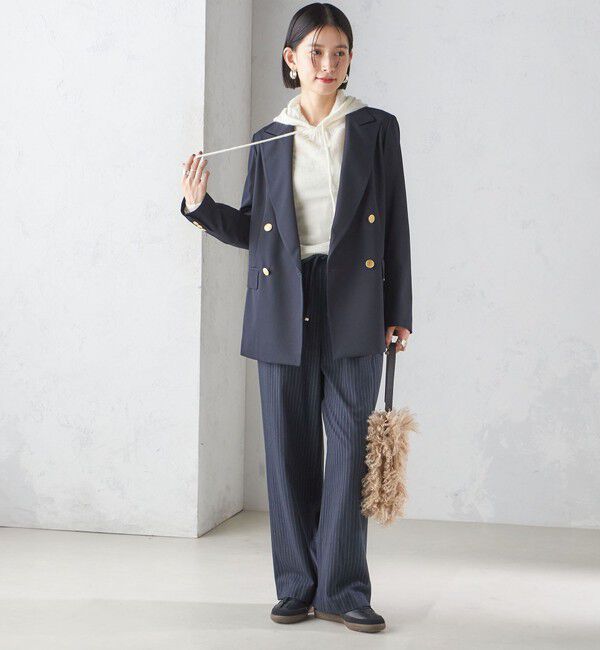 SHIPS for women「〈手洗い可能〉両面起毛 ドロスト パンツ（ネイビー）」|その他|