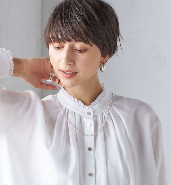 SHIPS for women「〈手洗い可能〉フリル ネック フロント ギャザー ブラウス」|シャツ・ブラウス|