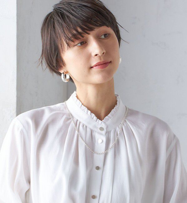 SHIPS for women「〈手洗い可能〉フリル ネック フロント ギャザー ブラウス」|シャツ・ブラウス|