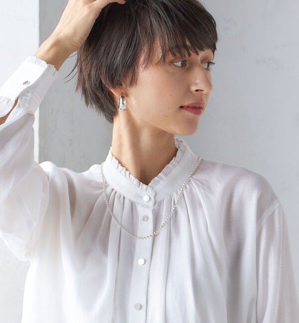 SHIPS for women「〈手洗い可能〉フリル ネック フロント ギャザー ブラウス」|シャツ・ブラウス|