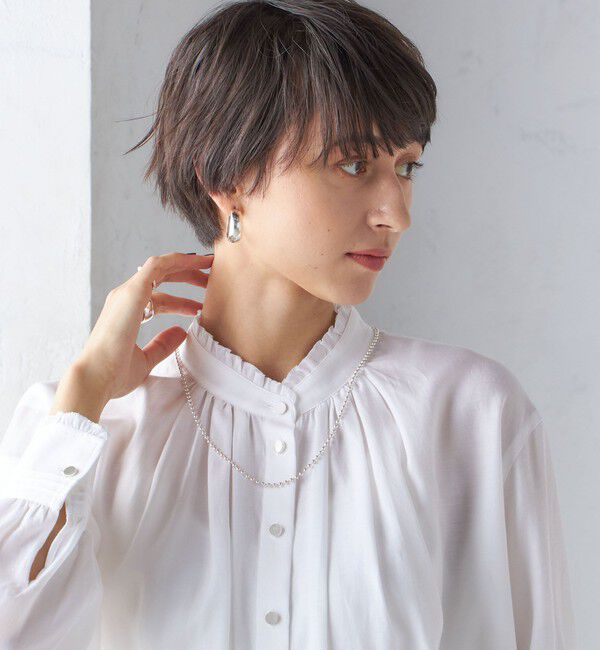 SHIPS for women「〈手洗い可能〉フリル ネック フロント ギャザー ブラウス」|シャツ・ブラウス|