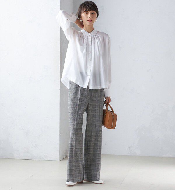 SHIPS for women「〈手洗い可能〉フリル ネック フロント ギャザー ブラウス」|シャツ・ブラウス|