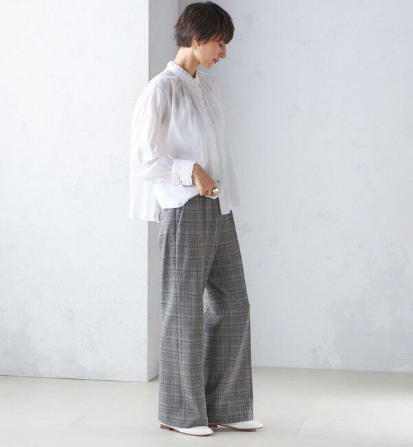 SHIPS for women「〈手洗い可能〉フリル ネック フロント ギャザー ブラウス」|シャツ・ブラウス|