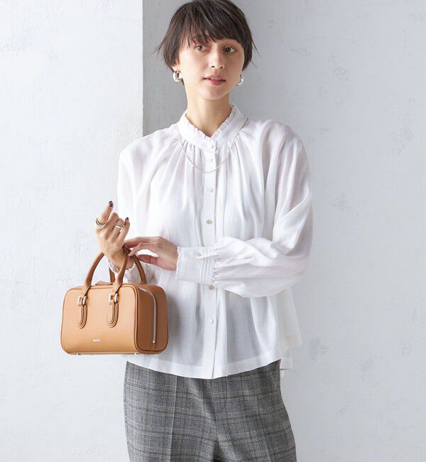 SHIPS for women「〈手洗い可能〉フリル ネック フロント ギャザー ブラウス」|シャツ・ブラウス|