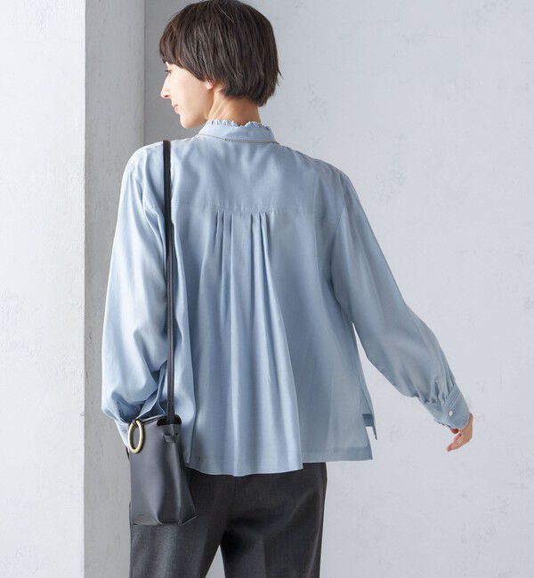 SHIPS for women「〈手洗い可能〉フリル ネック フロント ギャザー ブラウス」|シャツ・ブラウス|