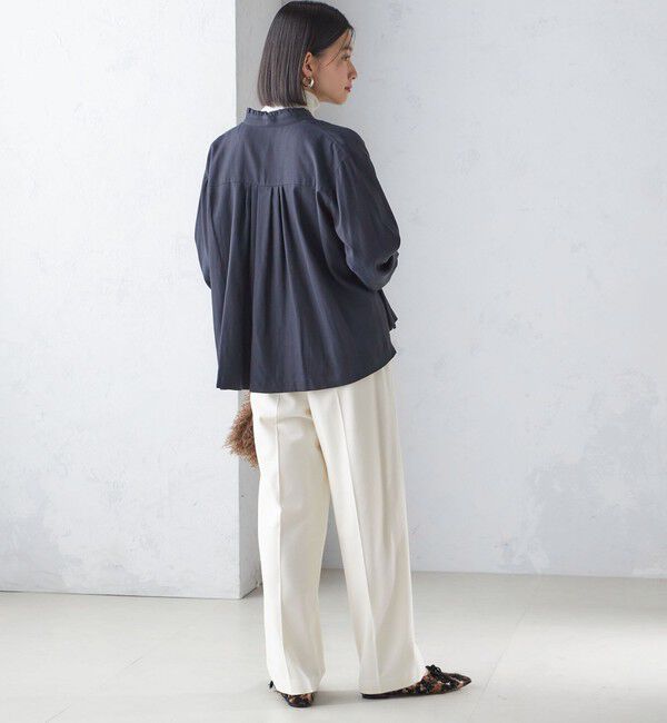 SHIPS for women「〈手洗い可能〉フリル ネック フロント ギャザー ブラウス」|シャツ・ブラウス|