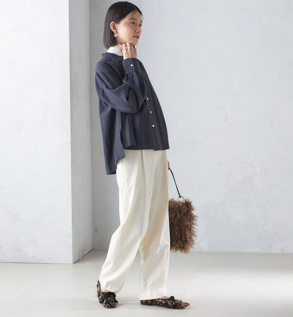 SHIPS for women「〈手洗い可能〉フリル ネック フロント ギャザー ブラウス」|シャツ・ブラウス|