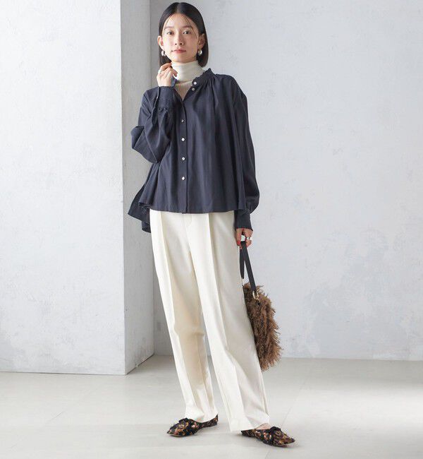 SHIPS for women「〈手洗い可能〉フリル ネック フロント ギャザー ブラウス」|シャツ・ブラウス|