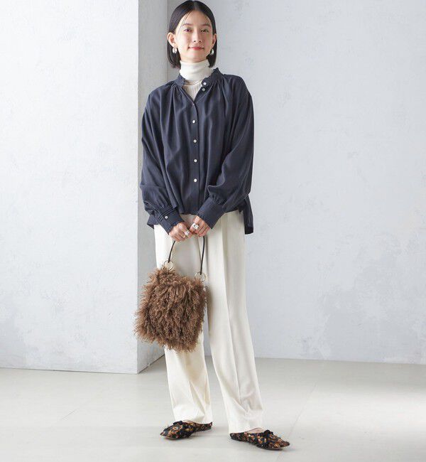 SHIPS for women「〈手洗い可能〉フリル ネック フロント ギャザー ブラウス」|シャツ・ブラウス|