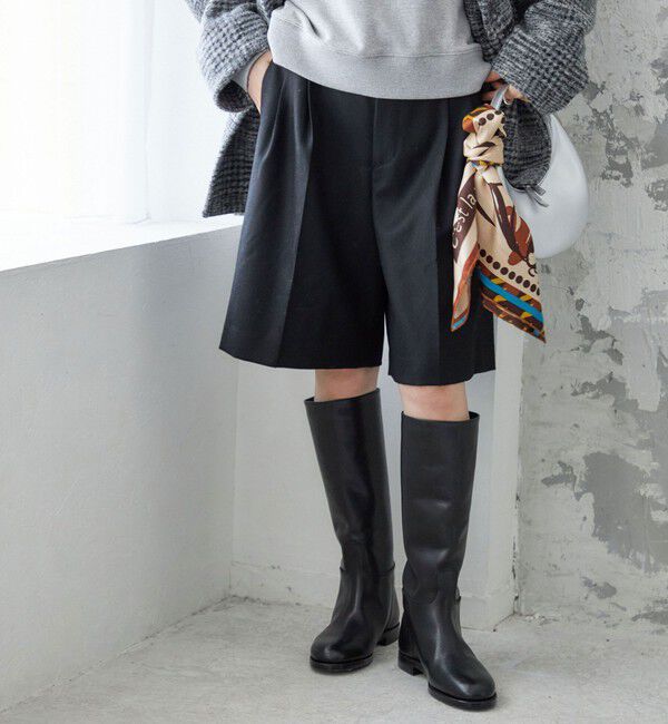 SHIPS for women「無地 フラノ センター プレス ショート パンツ」|その他|ブラック