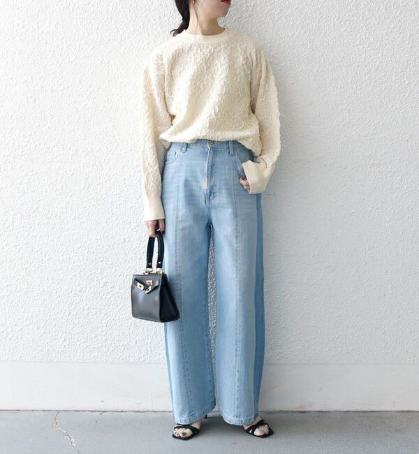 SHIPS any「SHIPS any:〈洗濯機可能〉サイドライン ストレート ワイド デニム パンツ［SHIPS any DENIM］」|デニム|