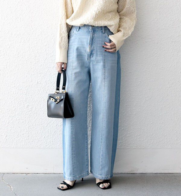 SHIPS any「SHIPS any:〈洗濯機可能〉サイドライン ストレート ワイド デニム パンツ［SHIPS any DENIM］」|デニム|