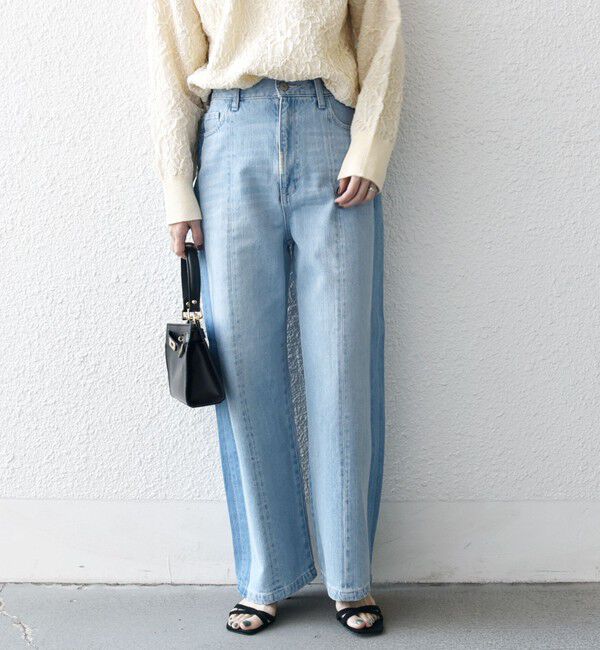 SHIPS any「SHIPS any:〈洗濯機可能〉サイドライン ストレート ワイド デニム パンツ［SHIPS any DENIM］」|デニム|