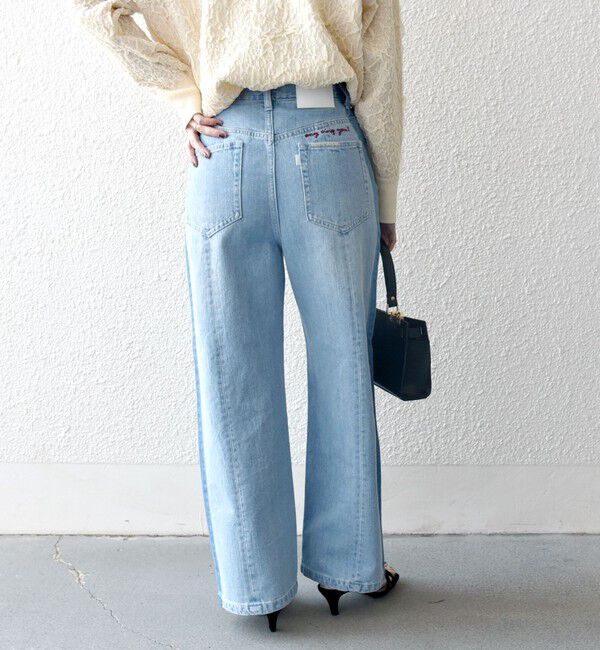 SHIPS any「SHIPS any:〈洗濯機可能〉サイドライン ストレート ワイド デニム パンツ［SHIPS any DENIM］」|デニム|