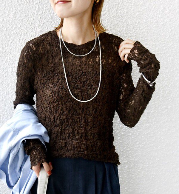 SHIPS for women「〈手洗い可能〉ラッセル レース クルーネック カットソー」|Tシャツ・カットソー|