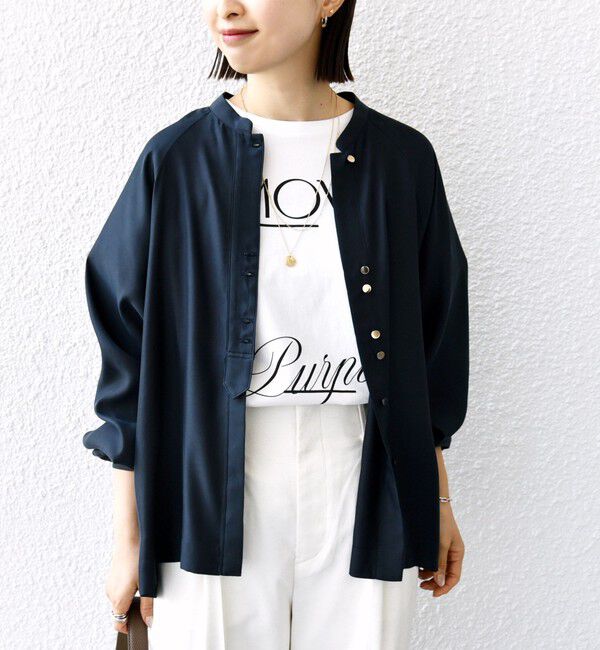 SHIPS for women「〈手洗い可能〉メタル ボタン シャンブレー ブラウス」|シャツ・ブラウス|