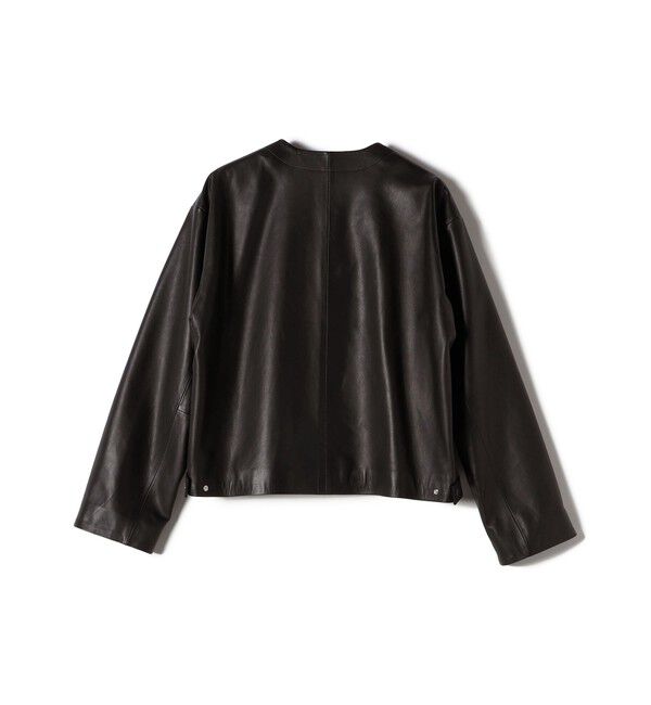 SHIPS for women「SHEEP レザー ノーカラー ブルゾン」|ノーカラージャケット|