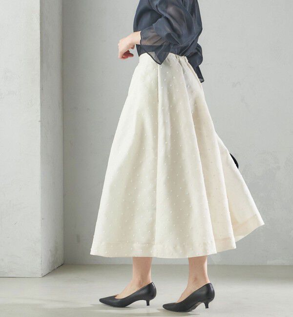 SHIPS for women「〈手洗い可能〉オーガンジー ドット 刺繍 フレア スカート」|スカート|オフホワイト