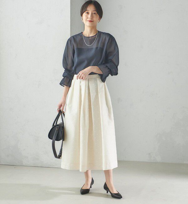 SHIPS for women「〈手洗い可能〉オーガンジー ドット 刺繍 フレア スカート」|スカート|