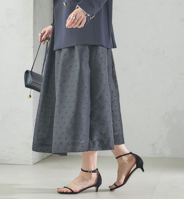 SHIPS for women「〈手洗い可能〉オーガンジー ドット 刺繍 フレア スカート」|スカート|